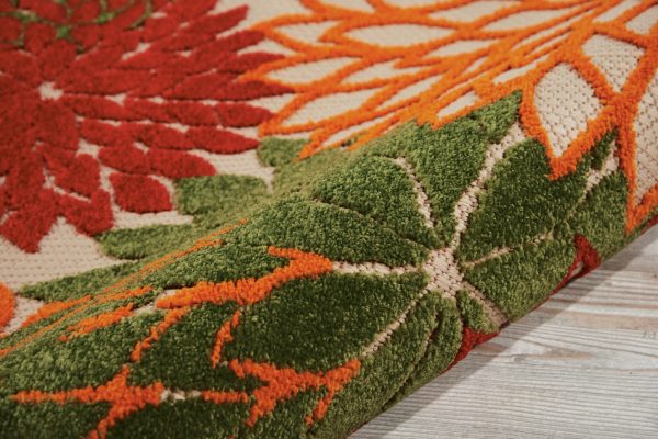 3?x 4?Green Floral Indoor Outdoor Area Rug - Image 3