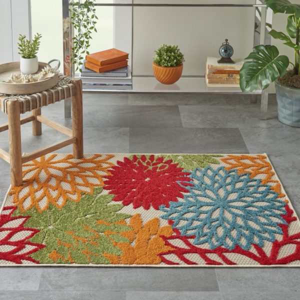 3?x 4?Green Floral Indoor Outdoor Area Rug - Image 4