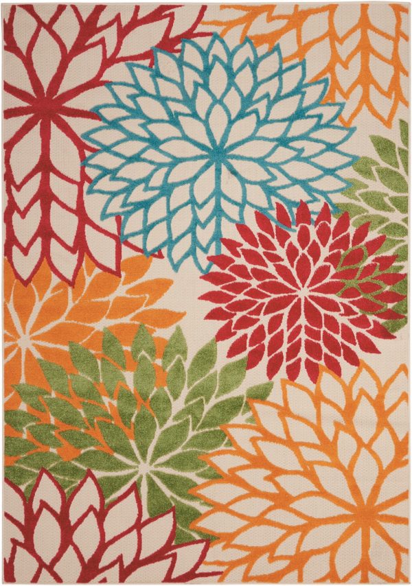 5?x 8?Green Floral Indoor Outdoor Area Rug
