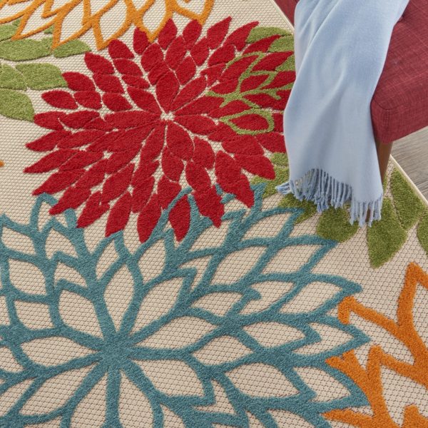 5?x 8?Green Floral Indoor Outdoor Area Rug - Image 5