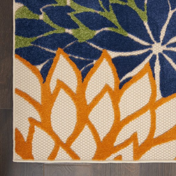 2?x 6' Orange Floral Outdoor Runner Rug - Image 2