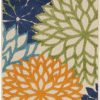 2?x 8' Orange Floral Outdoor Runner Rug