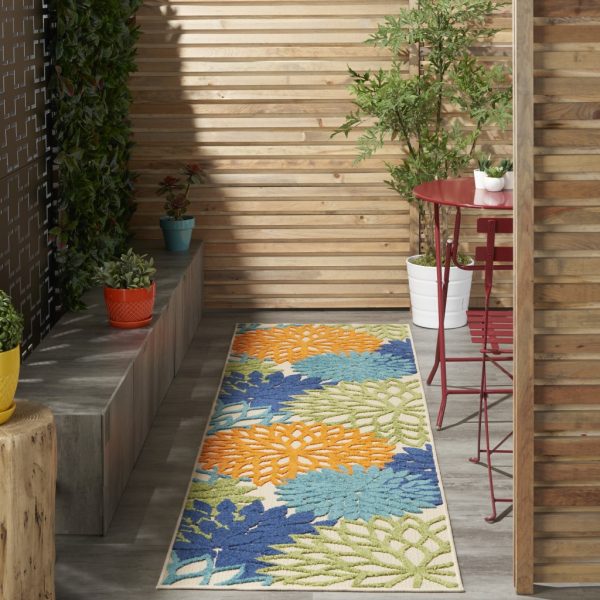 2?x 8' Orange Floral Outdoor Runner Rug - Image 5