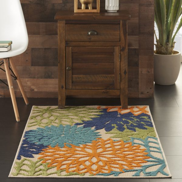 3?x 4' Orange Floral Outdoor Area Rug - Image 4