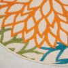 5?Round Orange Floral Outdoor Area Rug - Image 2