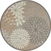 4?Round Natural and Gray Indoor Outdoor Area Rug