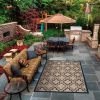 4?x 2? Navy Blue Trellis Indoor Outdoor Area Rug - Image 3