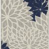2?x 8?Ivory and Navy Indoor Outdoor Runner Rug