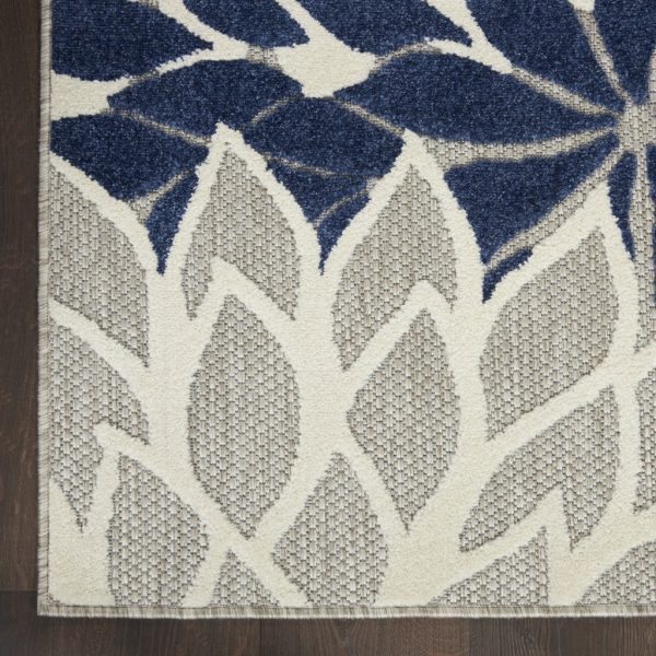2?x 8?Ivory and Navy Indoor Outdoor Runner Rug - Image 2