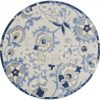 4?Round Blue and Gray Indoor Outdoor Area Rug