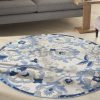 4?Round Blue and Gray Indoor Outdoor Area Rug - Image 2