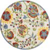 4?Round Ivory Multi Floral Indoor Outdoor Area Rug