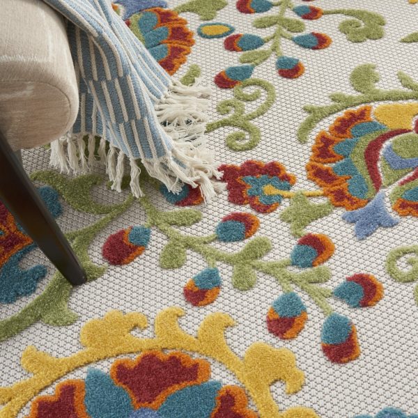 5?x 8?Ivory Multi Floral Indoor Outdoor Area Rug - Image 5