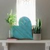 24" Rustic Farmhouse Turquoise Large Wooden Heart - Image 2
