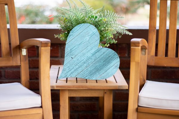 24" Rustic Farmhouse Turquoise Large Wooden Heart - Image 5