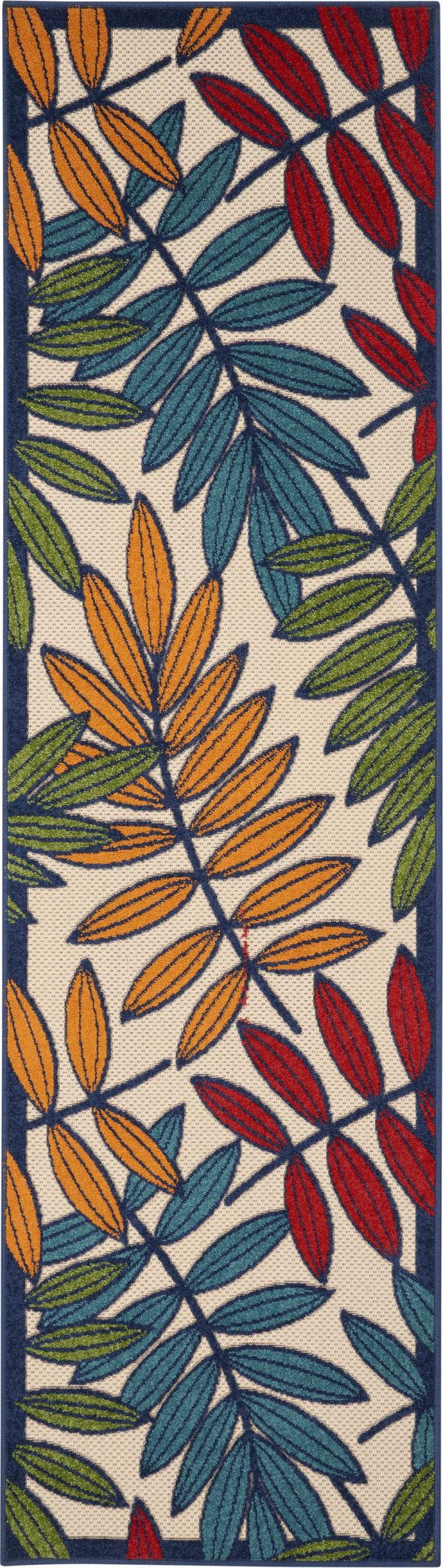 2抶 8?Multicolored Leaves Indoor Outdoor Runner Rug