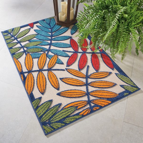 3抶 4?Multicolored Leaves Indoor Outdoor Area Rug - Image 4