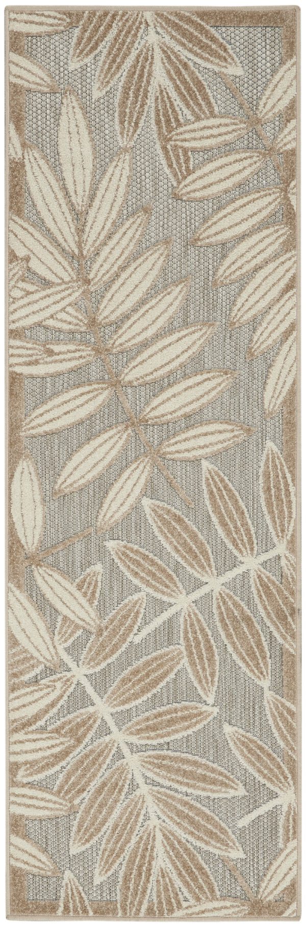 2?x 6?Natural Leaves Indoor Outdoor Runner Rug