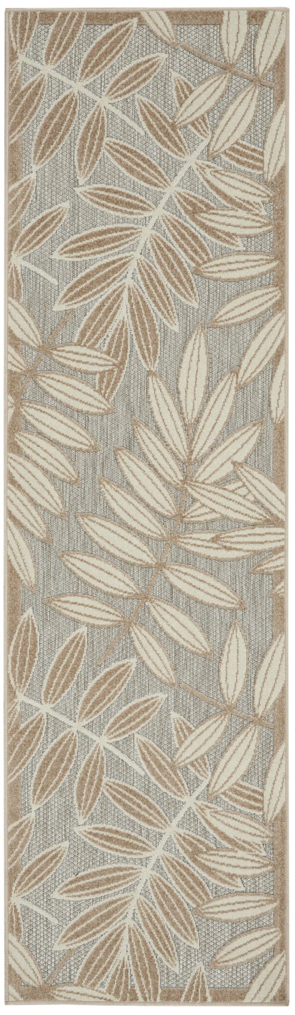 2?x 8?Natural Leaves Indoor Outdoor Runner Rug