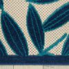 5?x 8?Navy and Beige Leaves Indoor Outdoor Area Rug - Image 2