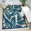 5?x 8?Navy and Beige Leaves Indoor Outdoor Area Rug - Image 4
