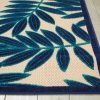 5?x 8?Navy and Beige Leaves Indoor Outdoor Area Rug - Image 5