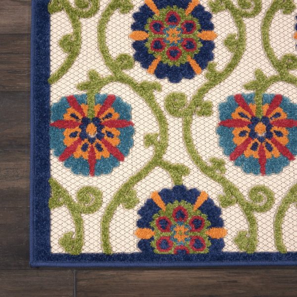 3?x 4?Blue Floral Vines Indoor Outdoor Area Rug - Image 2