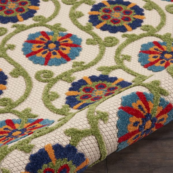 3?x 4?Blue Floral Vines Indoor Outdoor Area Rug - Image 3