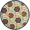 4?Round Blue Vines Indoor Outdoor Area Rug