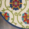 4?Round Blue Vines Indoor Outdoor Area Rug - Image 2