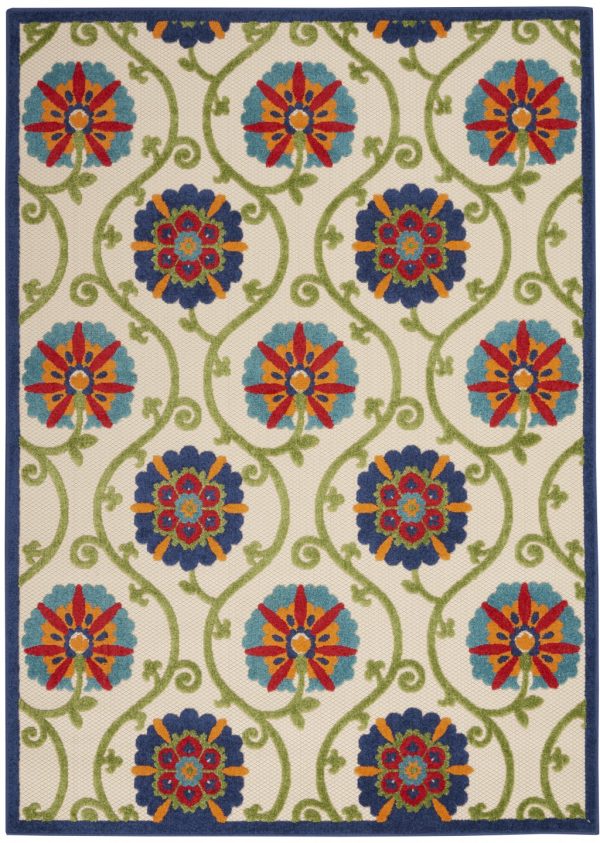 5?x 8?Blue Vines Indoor Outdoor Area Rug