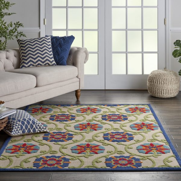 5?x 8?Blue Vines Indoor Outdoor Area Rug - Image 4