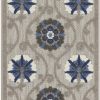 2?x 6?Gray and Blue Indoor Outdoor Runner Rug