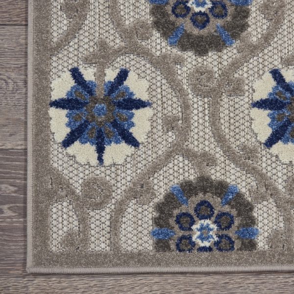 2?x 8?Gray and Blue Indoor Outdoor Runner Rug - Image 2