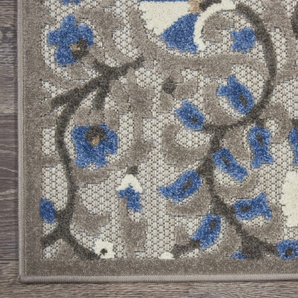 5?x 8?Gray and Blue Vines Indoor Outdoor Area Rug - Image 2