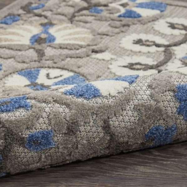 5?x 8?Gray and Blue Vines Indoor Outdoor Area Rug - Image 3