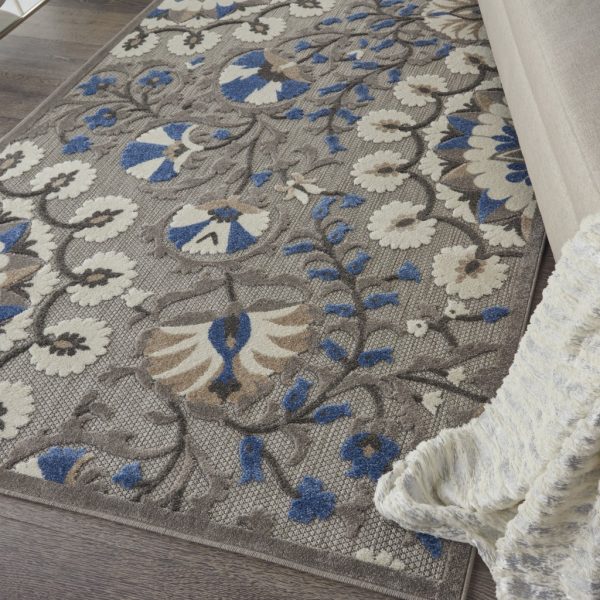 5?x 8?Gray and Blue Vines Indoor Outdoor Area Rug - Image 5