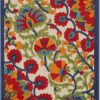 2?x 6' Red and Multicolor Indoor Outdoor Runner Rug