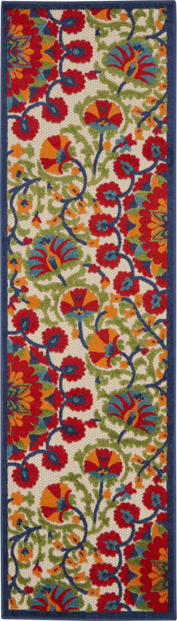 2?x 6' Red and Multicolor Indoor Outdoor Runner Rug