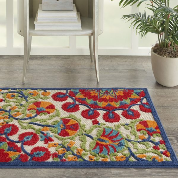 3?x 4' Red and Multicolor Indoor Outdoor Area Rug - Image 4