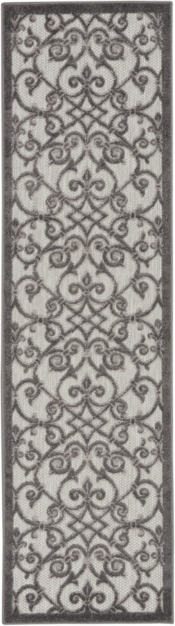 2?x 10?Gray and Charcoal Indoor Outdoor Runner Rug