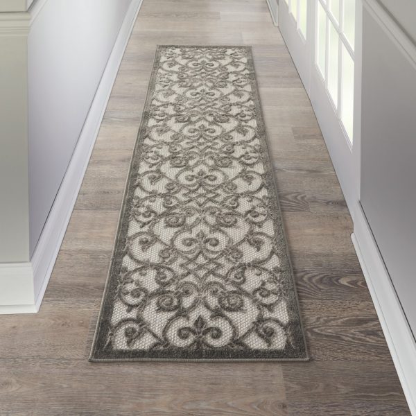 2?x 10?Gray and Charcoal Indoor Outdoor Runner Rug - Image 4