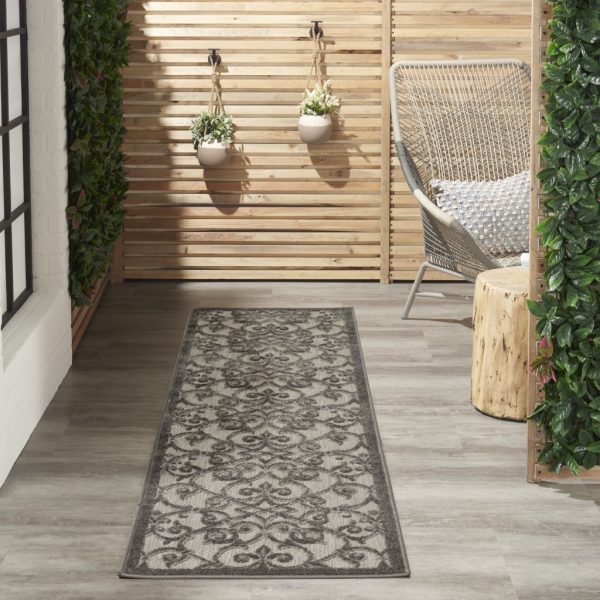 2?x 10?Gray and Charcoal Indoor Outdoor Runner Rug - Image 5