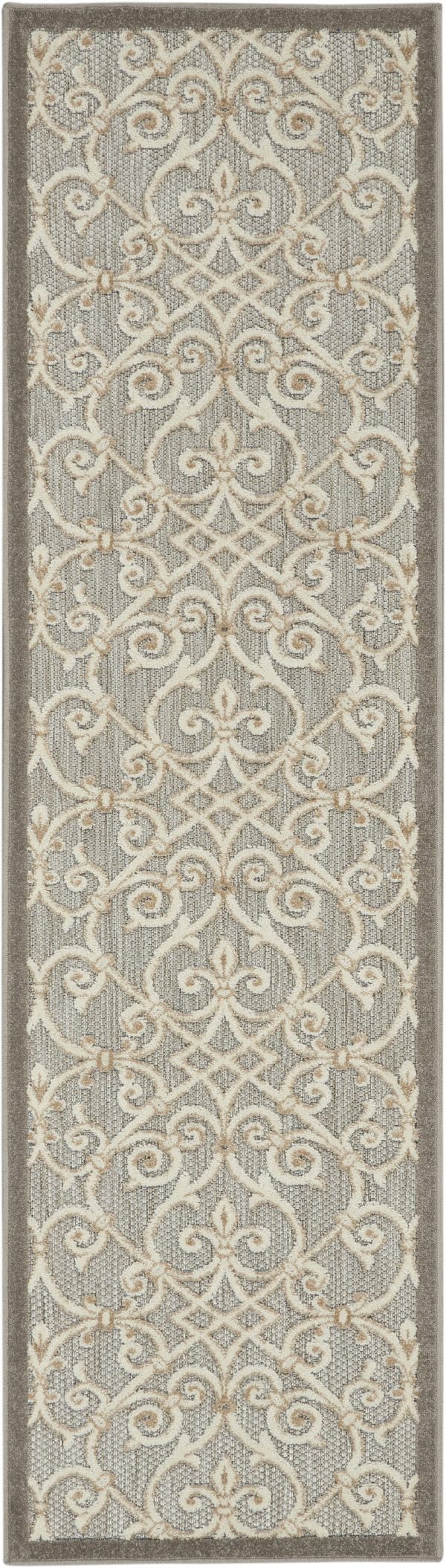 2?x 8?Natural and Gray Indoor Outdoor Runner Rug