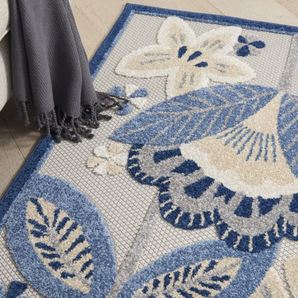 4?x 6' Blue and Gray Indoor Outdoor Area Rug - Image 5