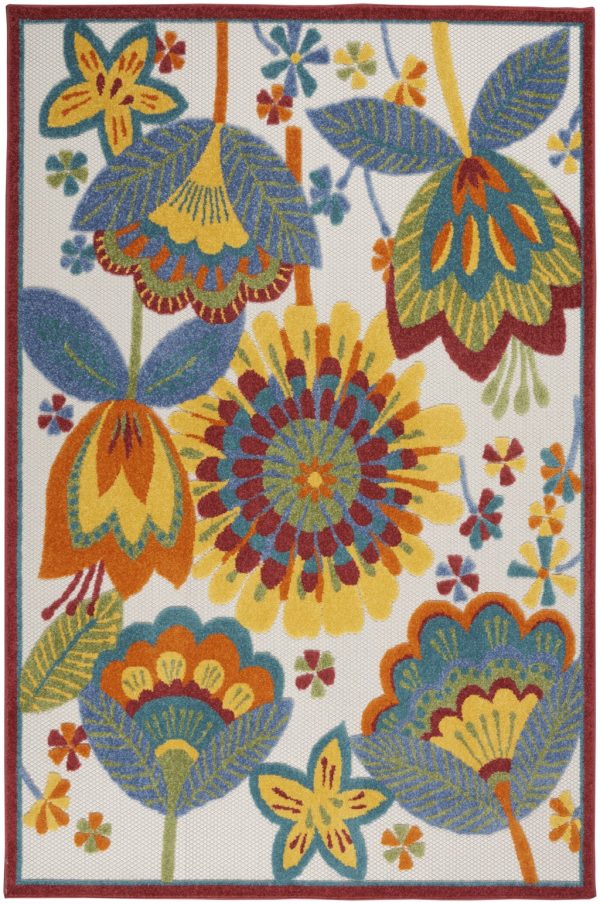 4?x 6'  Yellow and Ivory Indoor Outdoor Area Rug