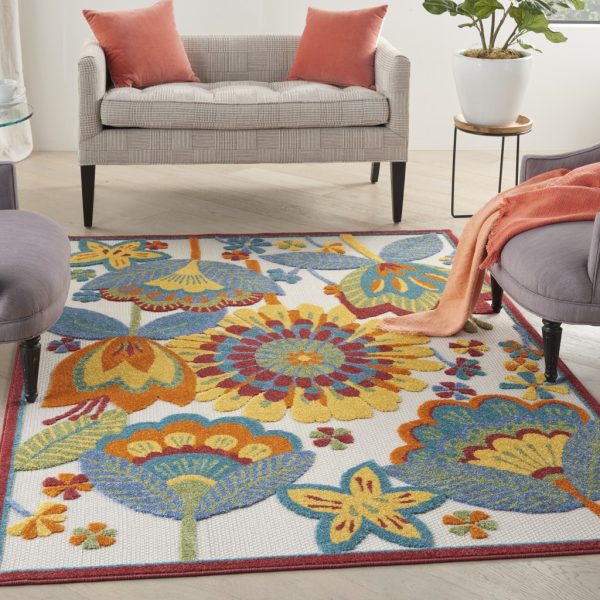 4?x 6'  Yellow and Ivory Indoor Outdoor Area Rug - Image 4