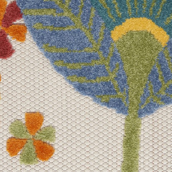 4?Round Yellow and Ivory Indoor Outdoor Area Rug - Image 5