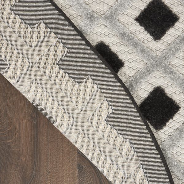 4?Round Black White Gray Indoor Outdoor Area Rug - Image 3