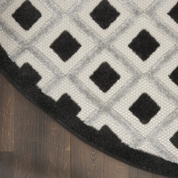 4?Round Black White Gray Indoor Outdoor Area Rug - Image 4